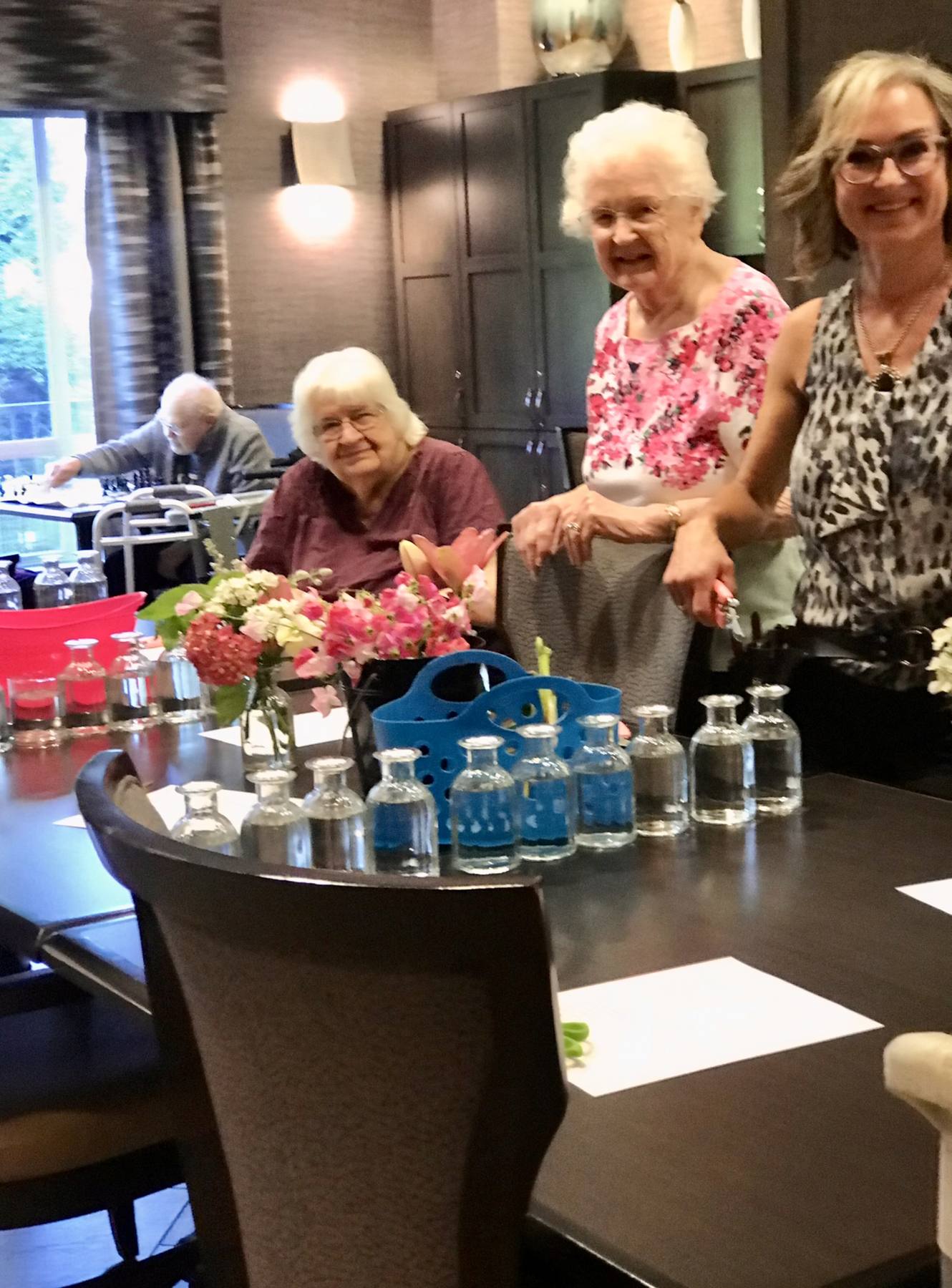 Community members at a flower workshop