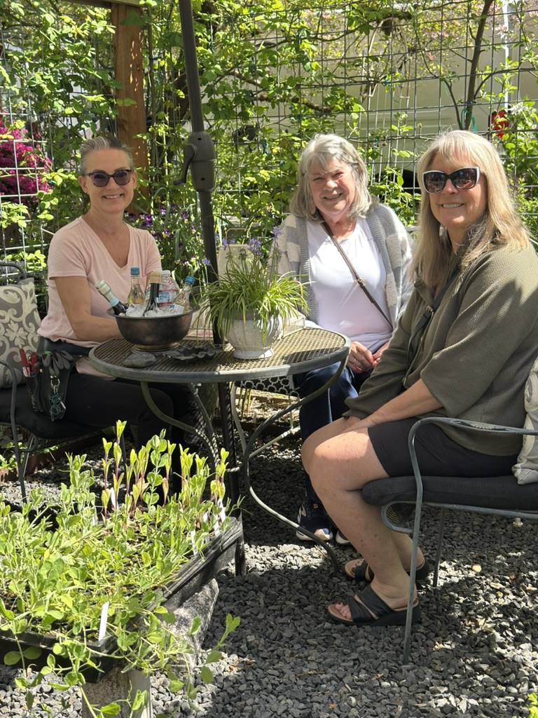Friends gathered in the garden